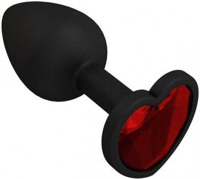 Черная силиконовая пробка с красным кристаллом - 7,3 см.
