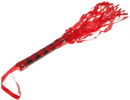 Красно-черная плеть с ромбами на ручке - 42 см.