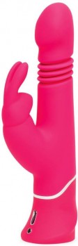Розовый вибратор Thrusting Realistic Rechargeable Rabbit Vibrator с имитацией толчков - 22,8 см.