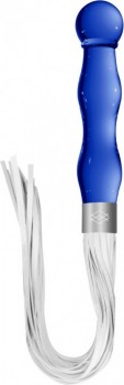 Синий анальный стимулятор-плеть Whipster с белыми хвостами