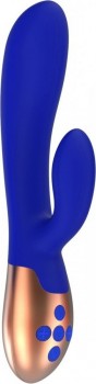 Синий вибратор Exquisite с подогревом - 20,5 см.