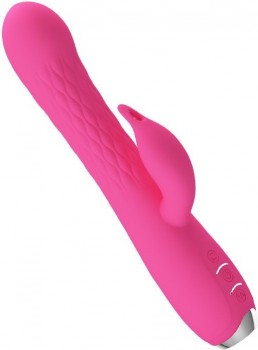 Розовый вибратор Molly с вращающимися бусинами - 20,5 см.