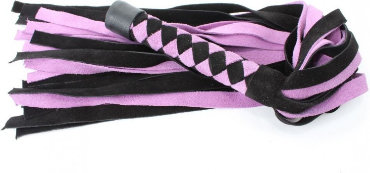 Черно-розовая плеть из замши - 58 см.