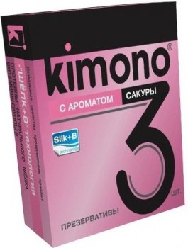 Презервативы KIMONO с ароматом сакуры - 3 шт.