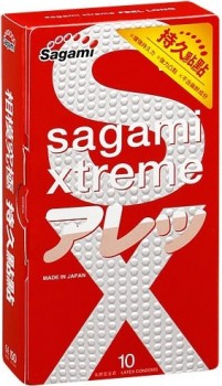 Утолщенные презервативы Sagami Xtreme Feel Long с точками - 10 шт.