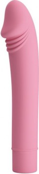 Нежно-розовый вибромассажер с выделенной головкой Polevik - 15,4 см.