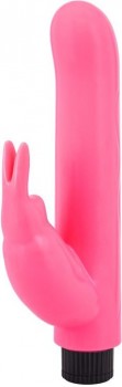 Розовый вибромассажер с клиторальным отростком G Rabbit - 15 см.