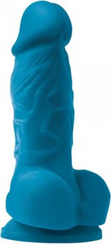 Голубой фаллоимитатор на присоске Pleasures 4 Dildo - 14,2 см.