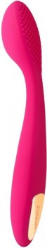 Сливово-розовый  вибратор Nina с рельефной поверхностью головки для G-стимуляции - 17 см.