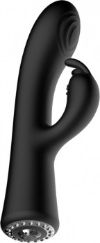 Черный вибромассажер-кролик Lux - 20 см.