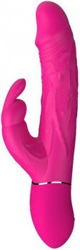 Ярко-розовый вибромассажер-кролик COCKY RABBIT - 21,3 см.