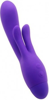 Фиолетовый вибратор INDULGENCE Frolic Bunny - 18,5 см.