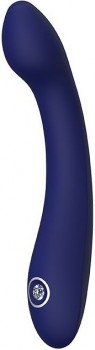 Синий изогнутый вибромассажер HYBRIS - 21 см.