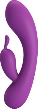 Фиолетовый вибратор Grace с клиторальным отростком - 16,5 см.