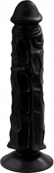 Черный гелевый фаллоимитатор на присоске №9 - 19,5 см.