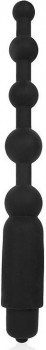 Черный силиконовый анальный вибромассажер-елочка - 18 см.