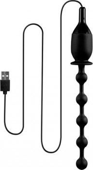 Черная, работающая от USB анальная цепочка с вибрацией 7INCH VIBRATING BUTT BEADS WITH USB PLUG