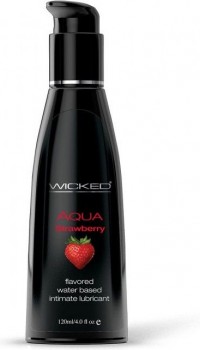 Лубрикант с ароматом клубники Wicked Aqua Strawberry - 120 мл.