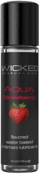 Лубрикант с ароматом клубники Wicked Aqua Strawberry - 30 мл.