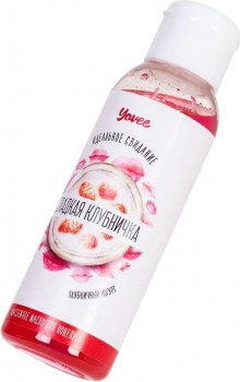 Массажное масло для поцелуев "Сладкая клубничка" с ароматом клубничного йогурта - 100 мл.