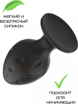 Силиконовая анальная пробка черная M (7.2*3.5cm) 3304-02