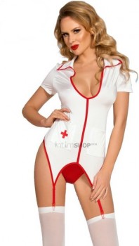 Костюм Candy Girl Медсестра Leann OS, бело-красный