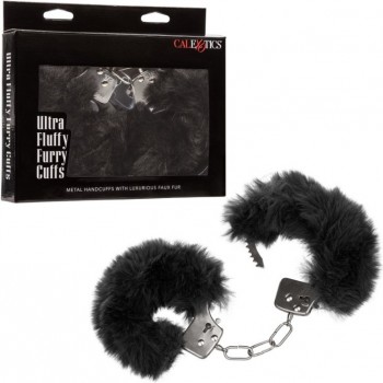 Металлические наручники с искусственным мехом ULTRA FLUFFY FURRY CUFFS-BLACK