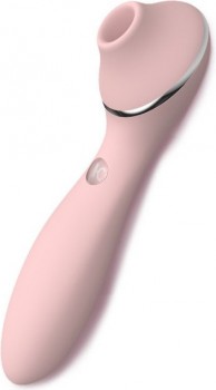 Розовый стимулятор клитора Polly Plus: 16.8 см, 3 режима всасывания, 10 режимов вибрации, функция нагрева, силикон