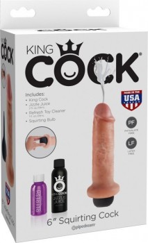 Фаллоимитатор King Cock 6" Squirting с эффектом семяизвержения – телесный