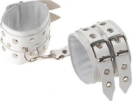 Кожаные наручники Sitabella с двойной застежкой – белый
