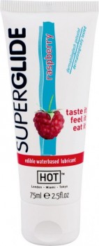 Съедобный лубрикант Super Glide Raspberry на водной основе - 75 мл