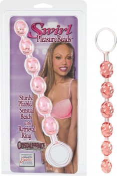 Анальная цепочка Swirl Pleasure Beads со спиралевидным рельефом – розовый