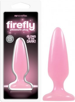Маленькая анальная пробка Firefly Pleasure Plug - Small светящаяся в темноте – розовый