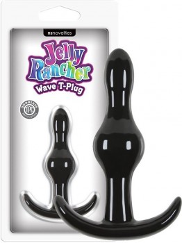 Анальная пробка Jelly Rancher T-Plug Wave волнистая – черный