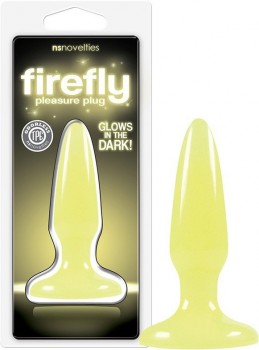Миниатюрная анальная пробка Firefly Pleasure Plug - Mini светящаяся в темноте – желтый