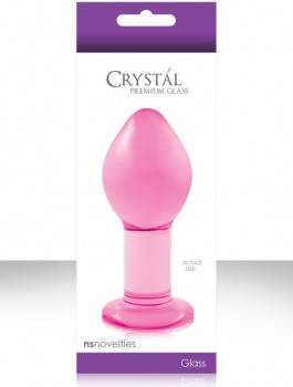 Большая анальная пробка Crystal Premium Glass - Pink