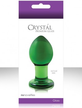 Средняя анальная пробка Crystal Premium Glass - Green