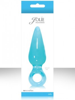 Анальная пробка средняя с кольцом Jolie Pleasures - Aqua