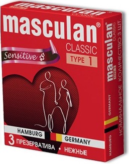 Розовые презервативы Masculan Classic Sensitive - 3 шт.