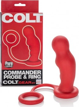 Анальная пробка Colt Commander Probe & Ring с эрекционным кольцом – красная