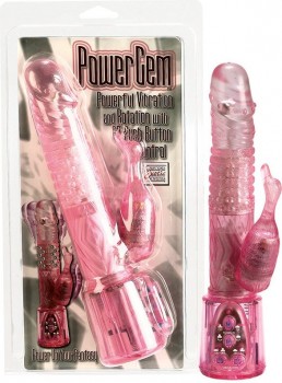 Вибромассажер Power Gem с клиторальным стимулятором в форме уточки – розовый