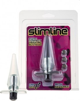 Анальная пробка Slimline Super Compact Vibrating Butt Plug с вибрацией – серый
