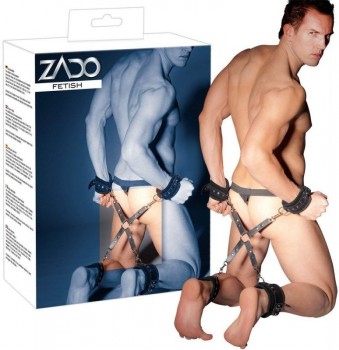 Ремни для фиксации из натуральной кожи Zado Bondage Cross - черный