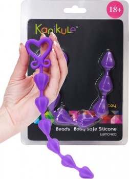 Анальная цепочка My Toy со звеньями в виде сердечек - фиолетовая