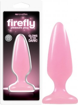Средняя анальная пробка Firefly Pleasure Plug - Medium светящаяся в темноте – розовый