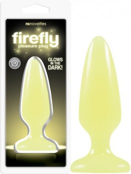 Средняя анальная пробка Firefly Pleasure Plug - Medium светящаяся в темноте – желтый