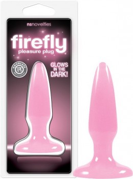 Миниатюрная анальная пробка Firefly Pleasure Plug - Mini светящаяся в темноте – розовый