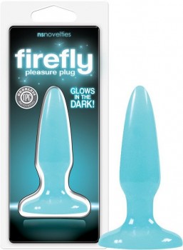 Миниатюрная анальная пробка Firefly Pleasure Plug - Mini светящаяся в темноте – голубой