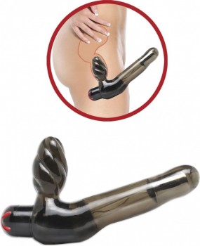 Безремневой страпон с вагинальной пробкой и вибратором Vibrating  Strapless  Strap-On - 18 см.