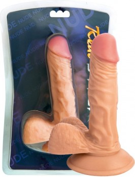 Реалистичный фаллоимитатор с мошонкой TOYFA RealStick Nude 5,5” на присоске – телесный